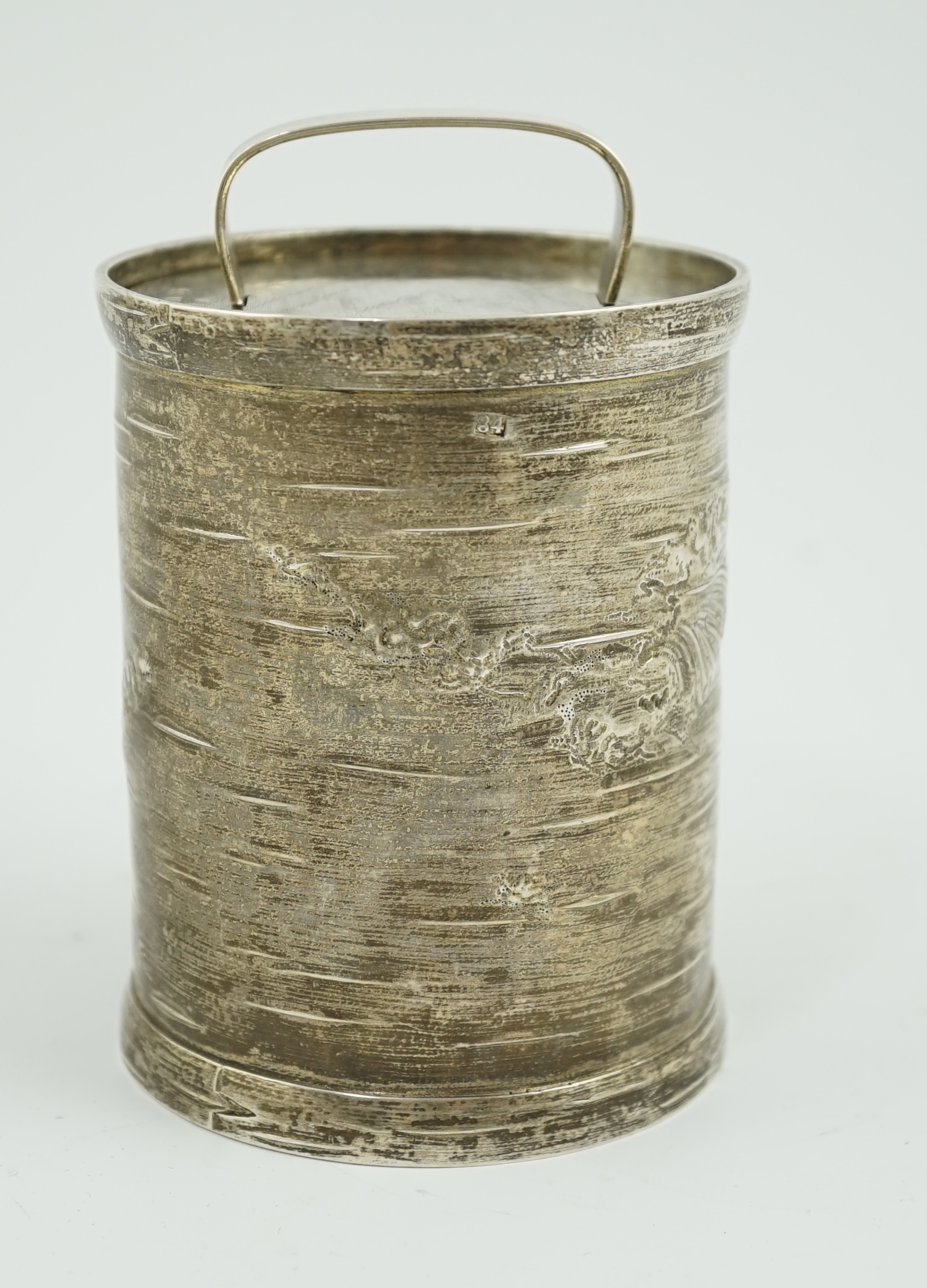 A mid 19th century Russian 84 zolotnik silver circular pot and cover, master Dmitry Orlov